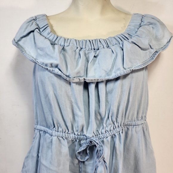 Guess Blue Denim Like Drew Ruffle Dress - Picture 3 of 8